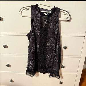 Black Lace Sleeveless Top